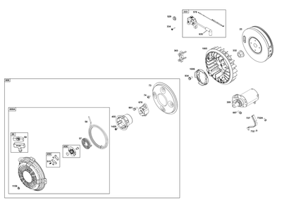 Flywheel, Ignition, And Starter Group Diagram and Parts List for 356777-0048-B5 200000 - 399999 Briggs and Stratton Engine